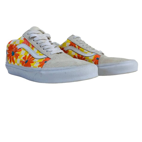 Vans Old Skool Checkerboard Sunflower Sneakers Womens 10 Suede Canvas Mens 8.5 - Picture 8 of 14